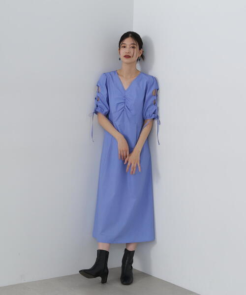 N.（N. Natural Beauty Basic）（エヌエヌナチュラルビューティーベーシック）の「◆レースアップスリーブワンピース（ワンピース・レディース・ダークブラウン/ブラック/ブルー・MEDIUM）」の19枚目の写真