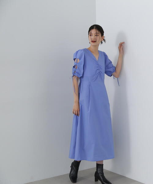 N.（N. Natural Beauty Basic）（エヌエヌナチュラルビューティーベーシック）の「◆レースアップスリーブワンピース（ワンピース・レディース・ダークブラウン/ブラック/ブルー・MEDIUM）」の20枚目の写真