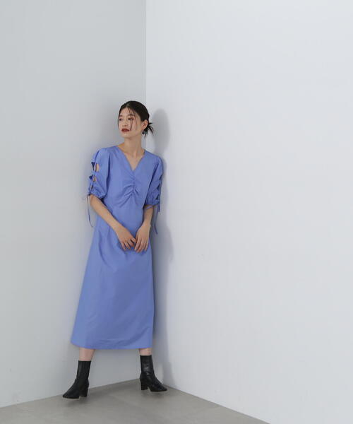 N.（N. Natural Beauty Basic）（エヌエヌナチュラルビューティーベーシック）の「◆レースアップスリーブワンピース（ワンピース・レディース・ダークブラウン/ブラック/ブルー・MEDIUM）」の21枚目の写真