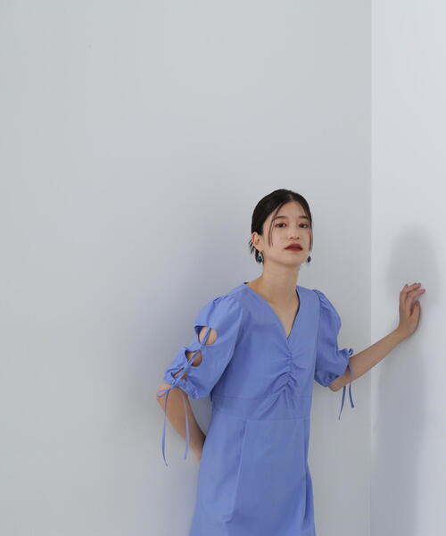 N.（N. Natural Beauty Basic）（エヌエヌナチュラルビューティーベーシック）の「◆レースアップスリーブワンピース（ワンピース・レディース・ダークブラウン/ブラック/ブルー・MEDIUM）」の22枚目の写真