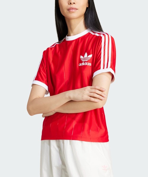 adidas（アディダス）の「アディカラースリーストライプス ピンストライプ半袖Tシャツ / アディダスオリジナルス adidas Originals（Tシャツ/カットソー・レディース・ダークブルー/ベージュ/ブルー/ホワイト/レッド/ブラック/グリーン・LARGE/MEDIUM/SMALL/X-LARGE/X-SMALL/XX-LARGE）」の7枚目の写真