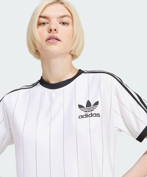 adidas（アディダス）の「アディカラースリーストライプス ピンストライプ半袖Tシャツ / アディダスオリジナルス adidas Originals（Tシャツ/カットソー・レディース・ダークブルー/ベージュ/ブルー/ホワイト/レッド/ブラック/グリーン・LARGE/MEDIUM/SMALL/X-LARGE/X-SMALL/XX-LARGE）」の11枚目の写真