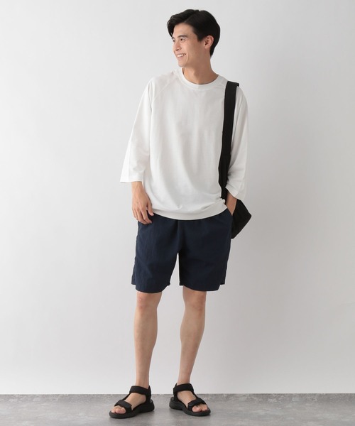 GLOBAL WORK Smile Seed Store（グローバルワーク スマイルシードストア）の「ミニ裏毛7分袖Tシャツ/135047（Tシャツ/カットソー・メンズ・セージグリーン/オフホワイト/ブラック・X-LARGE/SMALL/MEDIUM/LARGE）」の5枚目の写真