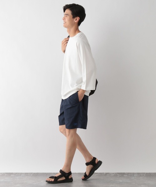 GLOBAL WORK Smile Seed Store（グローバルワーク スマイルシードストア）の「ミニ裏毛7分袖Tシャツ/135047（Tシャツ/カットソー・メンズ・セージグリーン/オフホワイト/ブラック・X-LARGE/SMALL/MEDIUM/LARGE）」の6枚目の写真