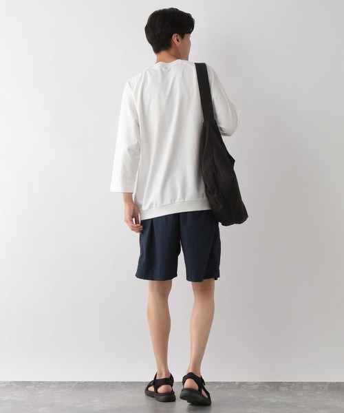 GLOBAL WORK Smile Seed Store（グローバルワーク スマイルシードストア）の「ミニ裏毛7分袖Tシャツ/135047（Tシャツ/カットソー・メンズ・セージグリーン/オフホワイト/ブラック・X-LARGE/SMALL/MEDIUM/LARGE）」の7枚目の写真