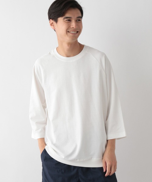 GLOBAL WORK Smile Seed Store（グローバルワーク スマイルシードストア）の「ミニ裏毛7分袖Tシャツ/135047（Tシャツ/カットソー・メンズ・セージグリーン/オフホワイト/ブラック・X-LARGE/SMALL/MEDIUM/LARGE）」の8枚目の写真