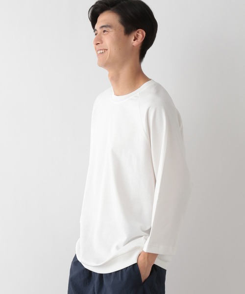 GLOBAL WORK Smile Seed Store（グローバルワーク スマイルシードストア）の「ミニ裏毛7分袖Tシャツ/135047（Tシャツ/カットソー・メンズ・セージグリーン/オフホワイト/ブラック・X-LARGE/SMALL/MEDIUM/LARGE）」の9枚目の写真