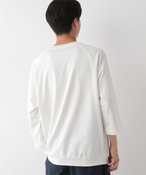 GLOBAL WORK Smile Seed Store（グローバルワーク スマイルシードストア）の「ミニ裏毛7分袖Tシャツ/135047（Tシャツ/カットソー・メンズ・セージグリーン/オフホワイト/ブラック・X-LARGE/SMALL/MEDIUM/LARGE）」の10枚目の写真