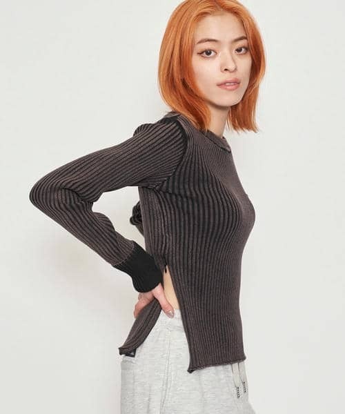 BACK TO THE FIELD（バック トゥー ザ フィールド）の「【MLB】サイドZIPピグメントリブニット（ニット/セーター・レディース・ホワイト/ネイビー/ブラック・FREE）」の6枚目の写真