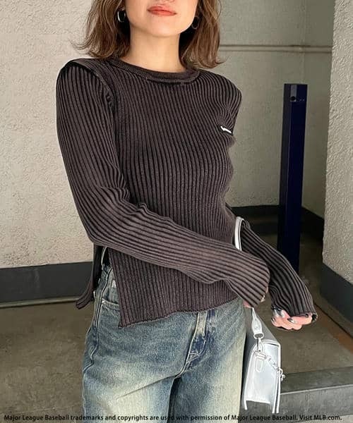 BACK TO THE FIELD（バック トゥー ザ フィールド）の「【MLB】サイドZIPピグメントリブニット（ニット/セーター・レディース・ホワイト/ネイビー/ブラック・FREE）」の10枚目の写真