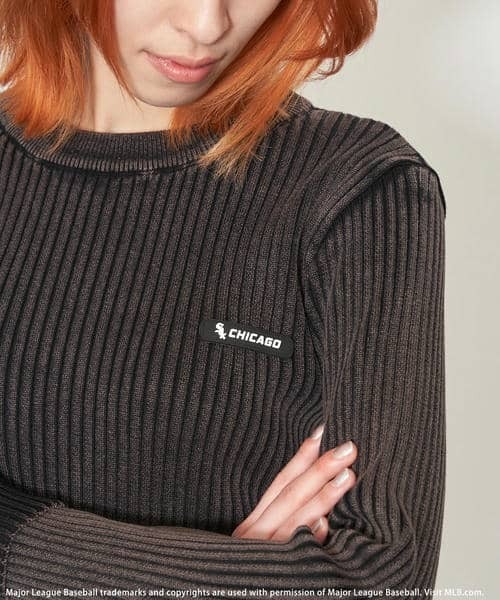 BACK TO THE FIELD（バック トゥー ザ フィールド）の「【MLB】サイドZIPピグメントリブニット（ニット/セーター・レディース・ホワイト/ネイビー/ブラック・FREE）」の14枚目の写真