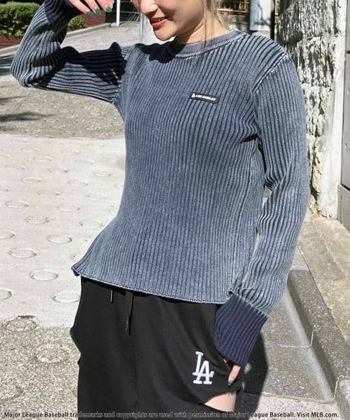 BACK TO THE FIELD（バック トゥー ザ フィールド）の「【MLB】サイドZIPピグメントリブニット（ニット/セーター・レディース・ホワイト/ネイビー/ブラック・FREE）」の20枚目の写真