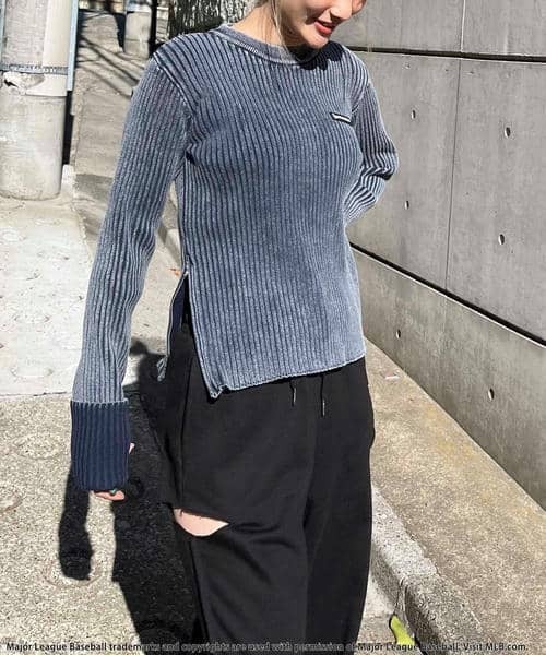 BACK TO THE FIELD（バック トゥー ザ フィールド）の「【MLB】サイドZIPピグメントリブニット（ニット/セーター・レディース・ホワイト/ネイビー/ブラック・FREE）」の22枚目の写真