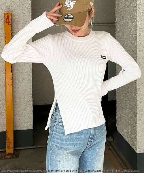 BACK TO THE FIELD（バック トゥー ザ フィールド）の「【MLB】サイドZIPピグメントリブニット（ニット/セーター・レディース・ホワイト/ネイビー/ブラック・FREE）」の5枚目の写真