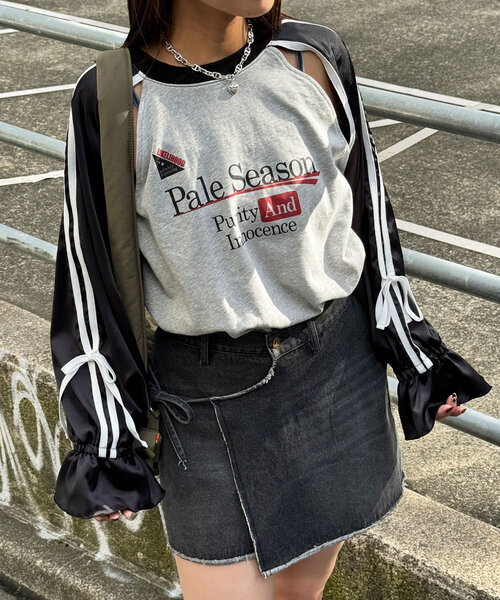 CIAOPANIC(チャオパニック)の「バレエコアフットボールスウェット(Tシャツ/カットソー・レディース・グリーン/ボルドー/ネイビー/ブラック・ONE SIZE)」の13枚目の写真