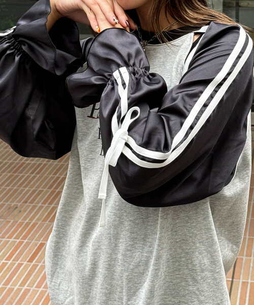 CIAOPANIC(チャオパニック)の「バレエコアフットボールスウェット(Tシャツ/カットソー・レディース・グリーン/ボルドー/ネイビー/ブラック・ONE SIZE)」の19枚目の写真