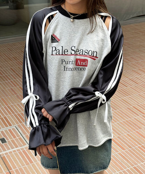 CIAOPANIC(チャオパニック)の「バレエコアフットボールスウェット(Tシャツ/カットソー・レディース・グリーン/ボルドー/ネイビー/ブラック・ONE SIZE)」の20枚目の写真