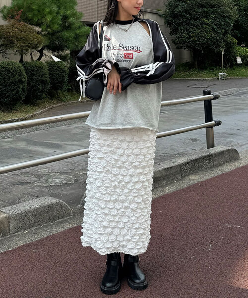 CIAOPANIC(チャオパニック)の「バレエコアフットボールスウェット(Tシャツ/カットソー・レディース・グリーン/ボルドー/ネイビー/ブラック・ONE SIZE)」の7枚目の写真