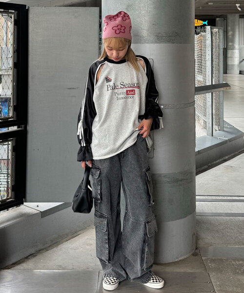 CIAOPANIC(チャオパニック)の「バレエコアフットボールスウェット(Tシャツ/カットソー・レディース・グリーン/ボルドー/ネイビー/ブラック・ONE SIZE)」の12枚目の写真