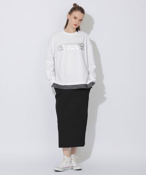 CB CRESTBRIDGE（シービークレストブリッジ）の「フォイルプリントパーシャルチェックロンT（Tシャツ/カットソー・メンズ・オフホワイト/ブラック・1/2/3）」の17枚目の写真