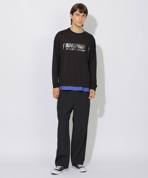 CB CRESTBRIDGE（シービークレストブリッジ）の「フォイルプリントパーシャルチェックロンT（Tシャツ/カットソー・メンズ・オフホワイト/ブラック・1/2/3）」の9枚目の写真