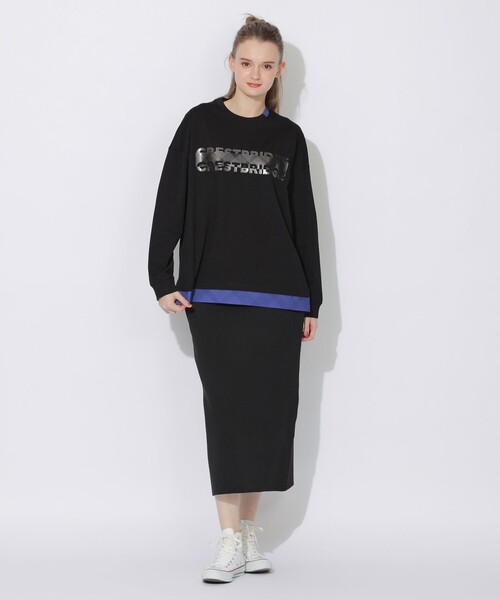 CB CRESTBRIDGE（シービークレストブリッジ）の「フォイルプリントパーシャルチェックロンT（Tシャツ/カットソー・メンズ・オフホワイト/ブラック・1/2/3）」の8枚目の写真