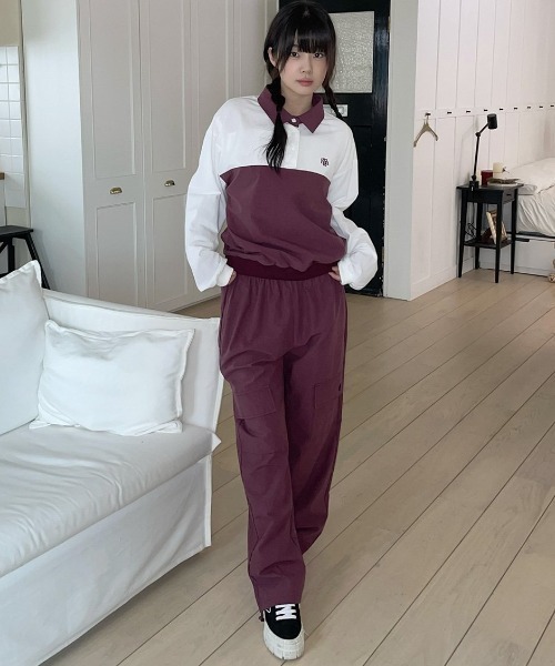 muahmuah（ムーアムーア）の「A'GEM/9 × .kom 『muah muah/ムーアムーア』 PIGMENT CARGO BANDING PANTS/ピグメントカーゴバンディングパンツ（カーゴパンツ・レディース・ブラック/ボルドー・FREE）」の13枚目の写真