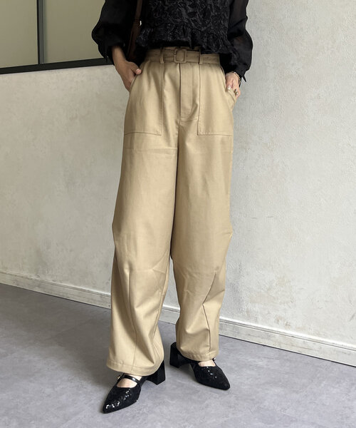 Thevon（ゼボン）の「ベルト付きコクーンパンツ（その他パンツ・レディース・カーキ/ネイビー/ベージュ・M/S）」の17枚目の写真