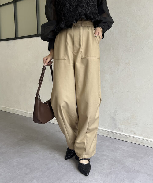 Thevon（ゼボン）の「ベルト付きコクーンパンツ（その他パンツ・レディース・カーキ/ネイビー/ベージュ・M/S）」の13枚目の写真