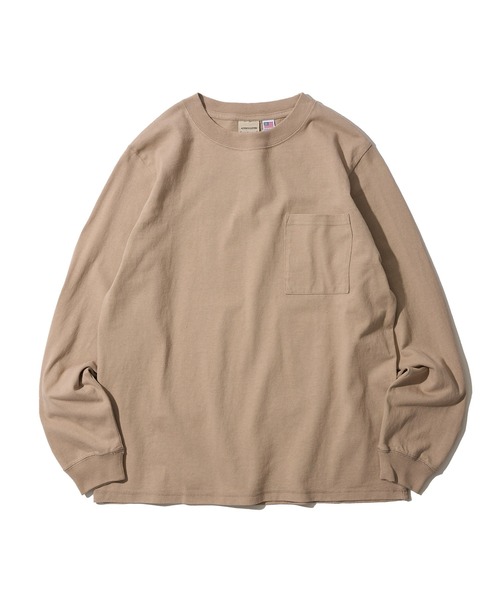 Goodwear（グッドウェア）の「【Goodwear/グッドウェア】7.6オンス USAコットン 無地 ポケット付きロングスリーブクルーネックTシャツ（Tシャツ/カットソー・メンズ・チャコールグレー/ブラック/ホワイト/ライトカーキ/ネイビー/グレイッシュベージュ・LARGE/X-LARGE/MEDIUM）」の13枚目の写真