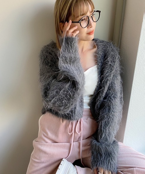 one after another NICE CLAUP（ワンアフターアナザーナイスクラップ）の「マシュマロ女子ニットカーディガン（カーディガン/ボレロ・レディース・ベージュ系その他/ピンク/オフホワイト/チャコールグレー・FREE）」の9枚目の写真