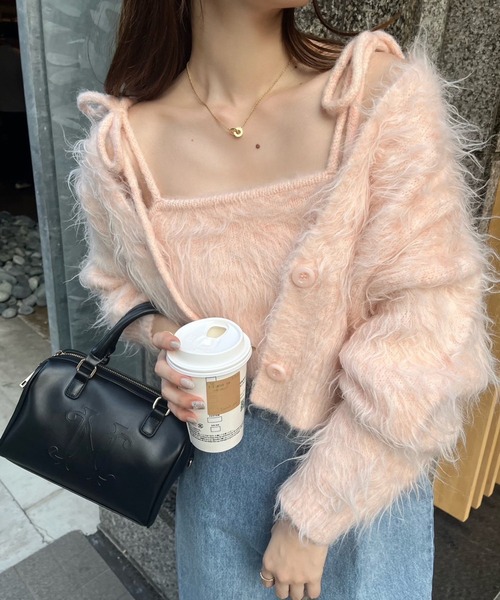 one after another NICE CLAUP（ワンアフターアナザーナイスクラップ）の「マシュマロ女子ニットカーディガン（カーディガン/ボレロ・レディース・ベージュ系その他/ピンク/オフホワイト/チャコールグレー・FREE）」の22枚目の写真