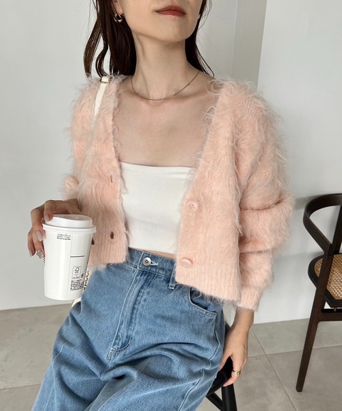 one after another NICE CLAUP（ワンアフターアナザーナイスクラップ）の「マシュマロ女子ニットカーディガン（カーディガン/ボレロ・レディース・ベージュ系その他/ピンク/オフホワイト/チャコールグレー・FREE）」の10枚目の写真