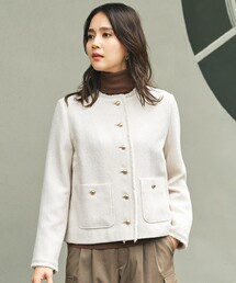 ノーカラージャケット（ベージュ系）ファッション通販 - ZOZOTOWN