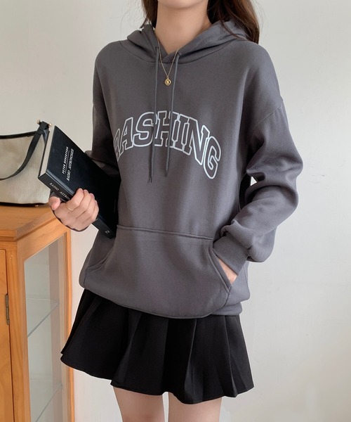 SHEPP（シープ）の「フロント ビッグロゴフードスウェットパーカー（パーカー・レディース・アイボリー/ダークグレー・XL/M/L/2XL）」の3枚目の写真