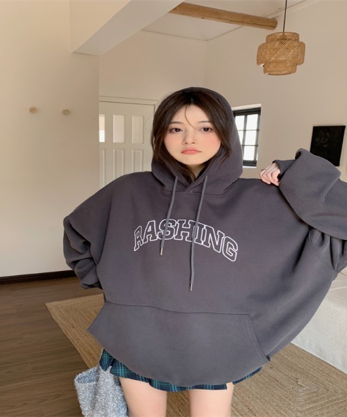 SHEPP（シープ）の「フロント ビッグロゴフードスウェットパーカー（パーカー・レディース・アイボリー/ダークグレー・XL/M/L/2XL）」の9枚目の写真