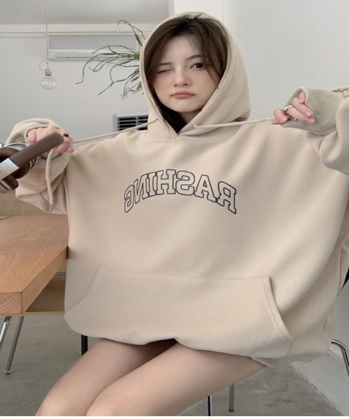 SHEPP（シープ）の「フロント ビッグロゴフードスウェットパーカー（パーカー・レディース・アイボリー/ダークグレー・XL/M/L/2XL）」の10枚目の写真