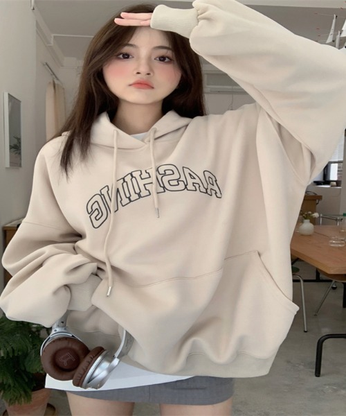SHEPP（シープ）の「フロント ビッグロゴフードスウェットパーカー（パーカー・レディース・アイボリー/ダークグレー・XL/M/L/2XL）」の12枚目の写真