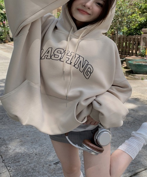 SHEPP（シープ）の「フロント ビッグロゴフードスウェットパーカー（パーカー・レディース・アイボリー/ダークグレー・XL/M/L/2XL）」の15枚目の写真