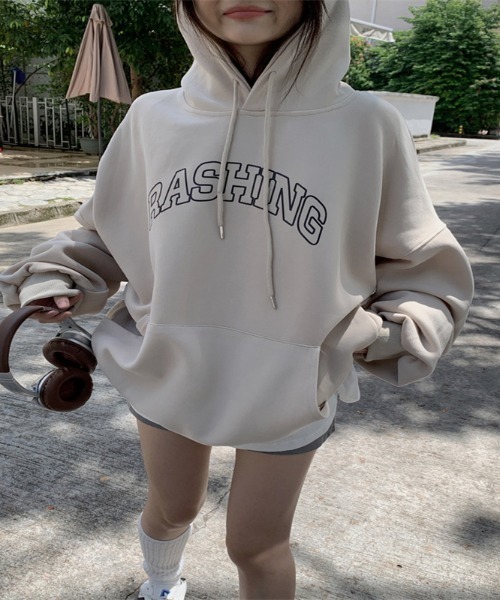 SHEPP（シープ）の「フロント ビッグロゴフードスウェットパーカー（パーカー・レディース・アイボリー/ダークグレー・XL/M/L/2XL）」の16枚目の写真