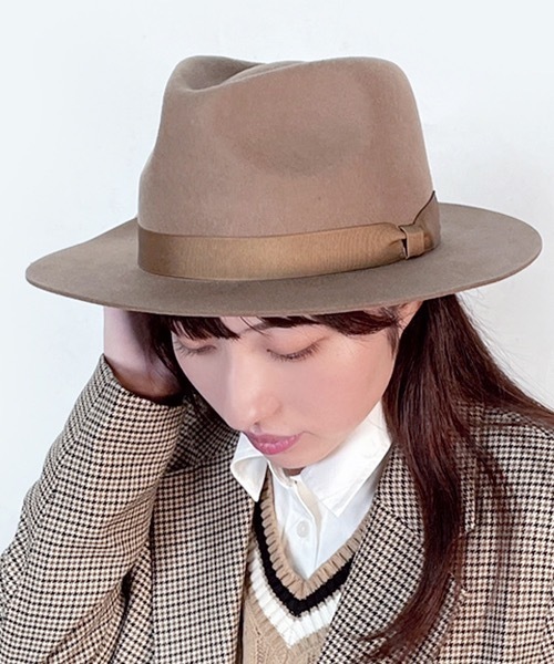 polcadot(ポルカドット)の「LONG BRIM FELT HAT/ロングブリム フェルトハット(ハット・レディース・ベージュ/ブラック/グレイッシュベージュ/アイボリー/グリーン・FREE)」の4枚目の写真