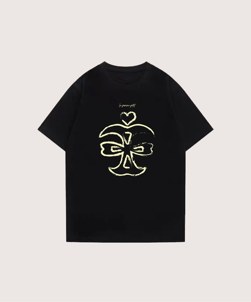 LA POMME petit(ラポミ・プチ)の「Apple Core Sketch T-2BK(Tシャツ/カットソー・レディース・ピンク/ブルー/イエロー・SMALL/MEDIUM)」の3枚目の写真