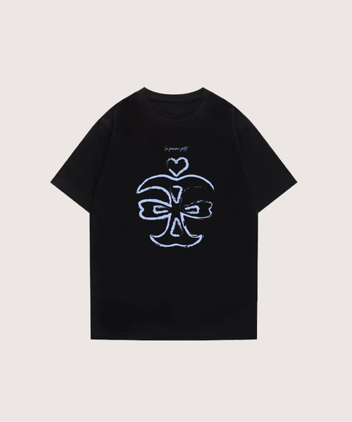 LA POMME petit(ラポミ・プチ)の「Apple Core Sketch T-2BK(Tシャツ/カットソー・レディース・ピンク/ブルー/イエロー・SMALL/MEDIUM)」の2枚目の写真