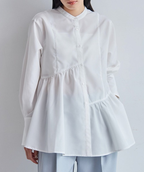 VIS(ビス)の「アシンメトリーフレアーシャツ(シャツ/ブラウス・レディース・ブラック/ブルー系その他5/サックスブルー/ホワイト・FREE)」の11枚目の写真