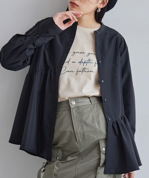 VIS(ビス)の「アシンメトリーフレアーシャツ(シャツ/ブラウス・レディース・ブラック/ブルー系その他5/サックスブルー/ホワイト・FREE)」の16枚目の写真