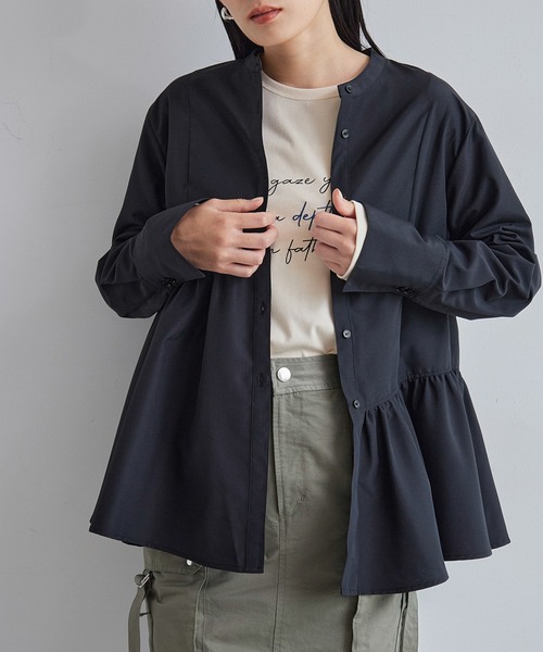 VIS(ビス)の「アシンメトリーフレアーシャツ(シャツ/ブラウス・レディース・ブラック/ブルー系その他5/サックスブルー/ホワイト・FREE)」の18枚目の写真