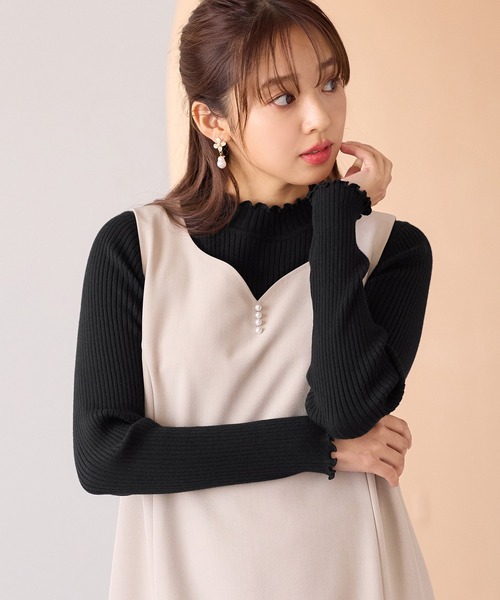 alotta（アロッタ）の「もっちりタッチメロウリブニット（ニット/セーター・レディース・アイボリー/レッド/ブラック/ベージュ・LL/L/M/3L）」の11枚目の写真