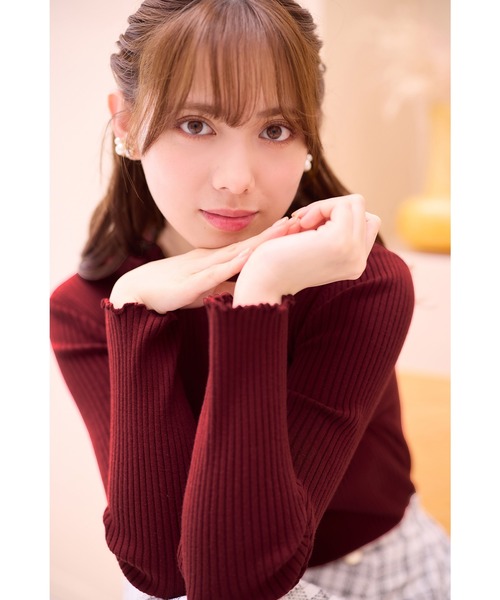 alotta（アロッタ）の「もっちりタッチメロウリブニット（ニット/セーター・レディース・アイボリー/レッド/ブラック/ベージュ・LL/L/M/3L）」の22枚目の写真
