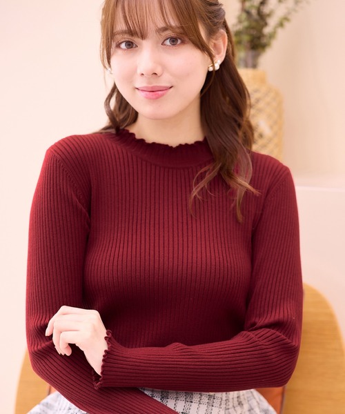 alotta（アロッタ）の「もっちりタッチメロウリブニット（ニット/セーター・レディース・アイボリー/レッド/ブラック/ベージュ・LL/L/M/3L）」の21枚目の写真