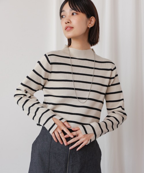 Bou Jeloud(ブージュルード)の「ハイネック総針ニットプルオーバー(ニット/セーター・レディース・A/レッド/アイボリー/ブラック/ベージュ/グリーン/B・FREE)」の6枚目の写真